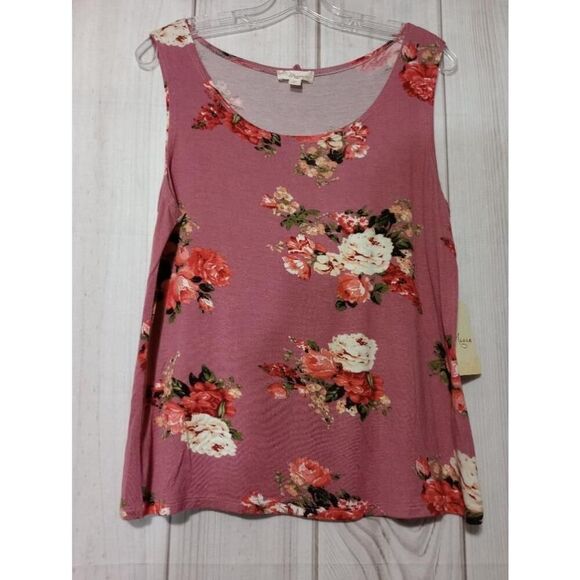 Misia Shirt Ladies Medium Pink Floral Tank Top Sleeveless - Picture 1 of 6